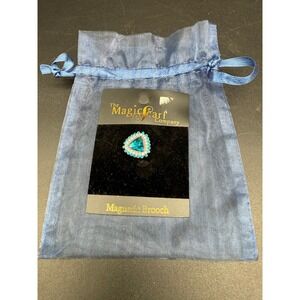 Magic Scarf Company Magnetic Brooch Blue Crystal Heart Shape Rhinestone Triangle
